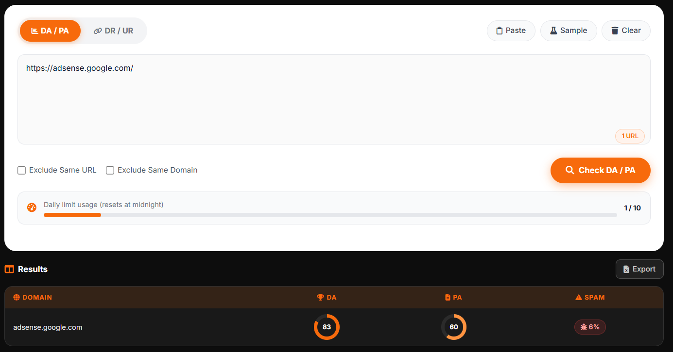 DAPA Checker Search With Result
